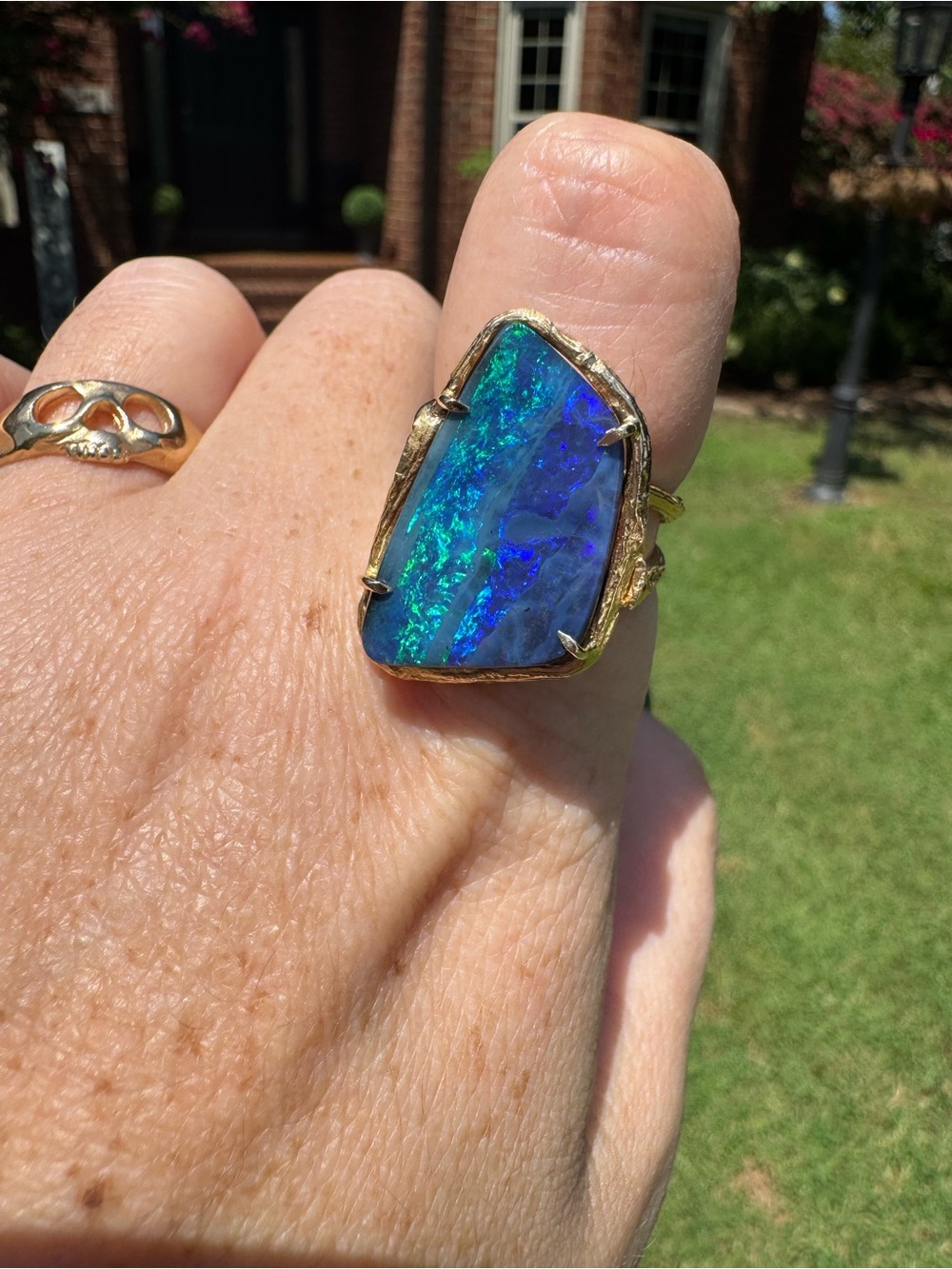 Elisabeth Bell Jewelry 14k Gold and Opal Ring - size 8.5